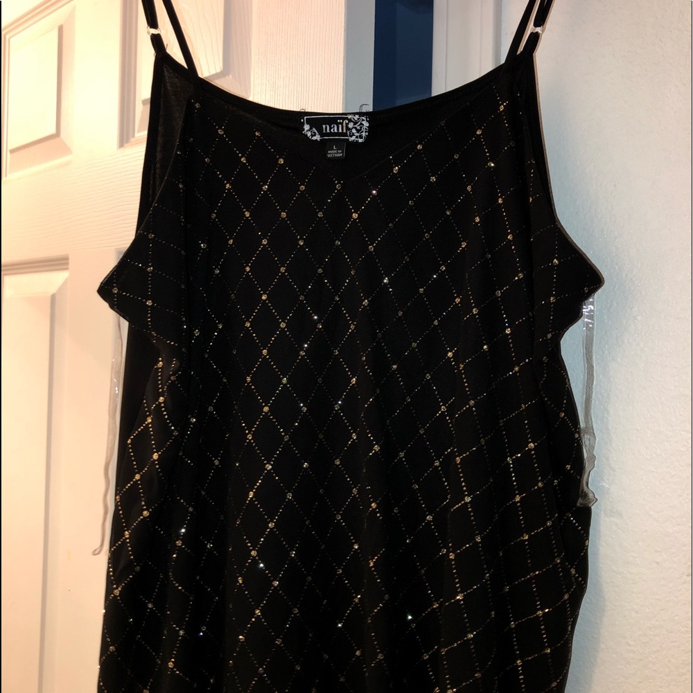 Black w/ gold sparkle (worn once)